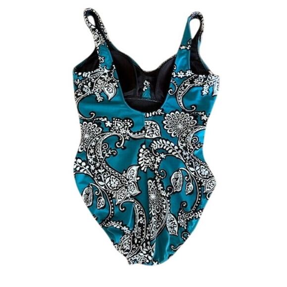 Magicsuit by Miraclesuit One-Piece Swimsuit – Teal & Black Paisley – Size M - Picture 2 of 4